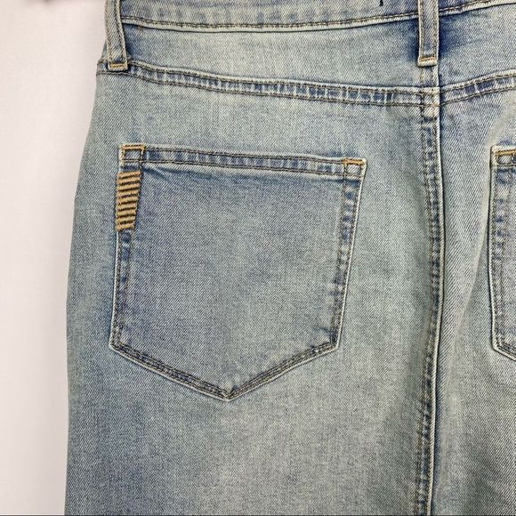 PAIGE Light Blue Denim High Waist Side Slit Mini Skirt - Picture 8 of 10